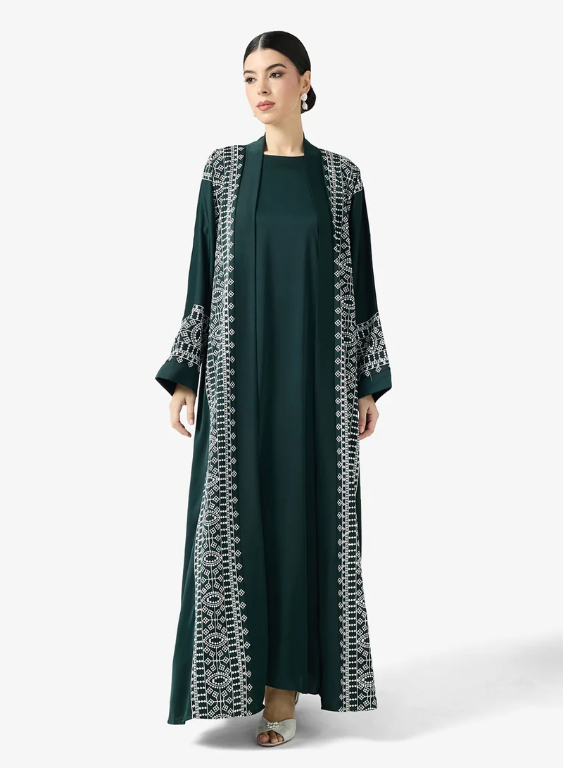 hayas closet  Embroidered Abaya With Sheila for Women | Best Price UAE
